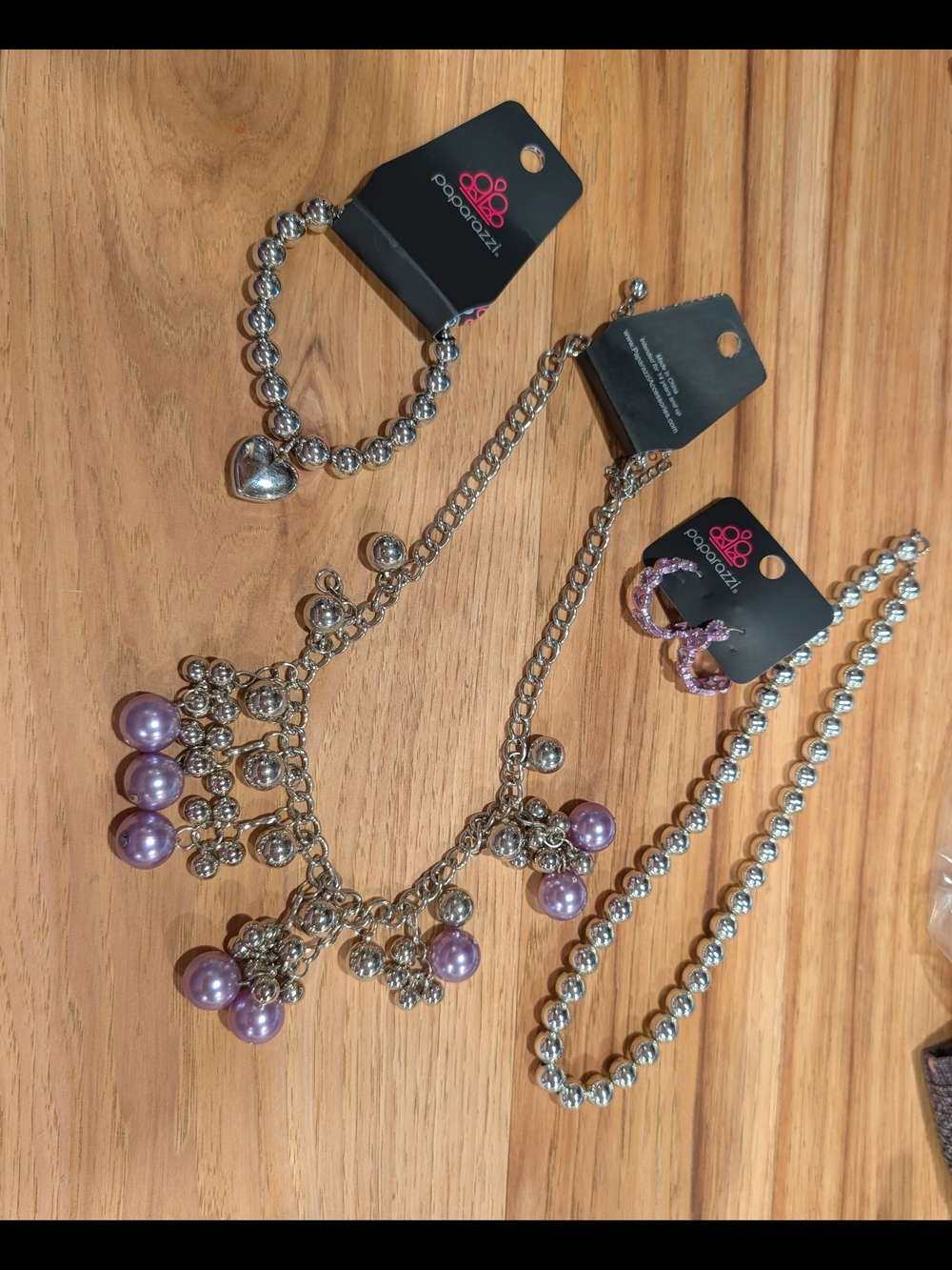 Paparazzi Silver Necklace and Bracelet Set with Lavender Pearls - Paparazzi